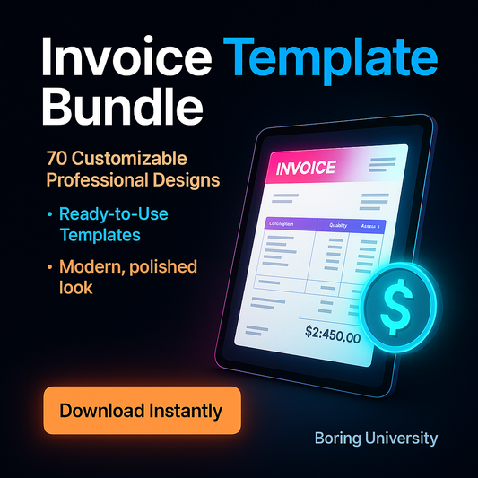 Boring University Invoice Template Bundle: 70 Customizable Professional Designs