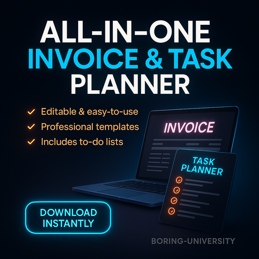Boring University All-in-One Invoice & Task Planner